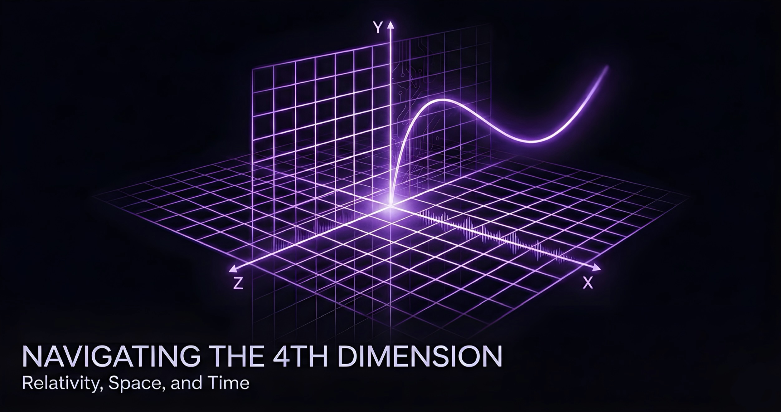 A four-dimensional coordinate system visualizing space and time axes, representing systems thinking in software engineering